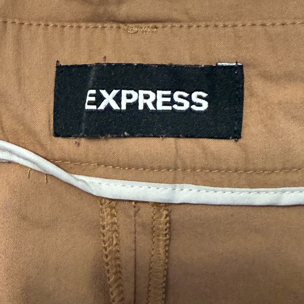 Express Super High-Waisted Belted Paper Bag Wide Leg Camel Pants Trousers 12R - Picture 4 of 6